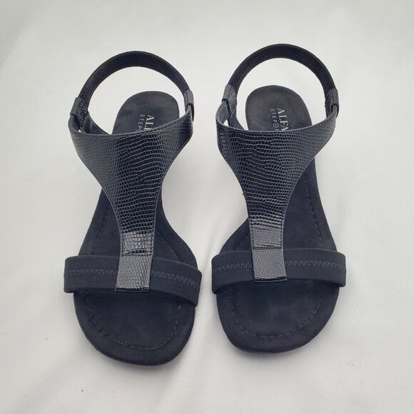 ALFANI Step N Flex Black T-Strap Wedge Sandals 5.5M - Picture 10 of 10